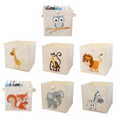 Contenitore Cubo Pieghevole per Giocattoli per Bambini Tema Animali Contenitore Giocattoli con Manico per Cameretta Strumento per l'Organizzazione della Casa