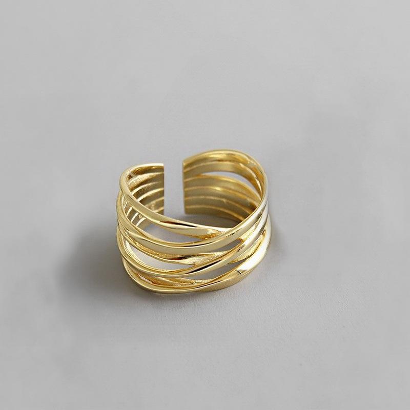 Elegante Eheringe Einfache Geometrische Mehrstöckige Handgefertigte Schmuckstücke für Damen Edelstahl Herrenringe Verstellbarer Ring