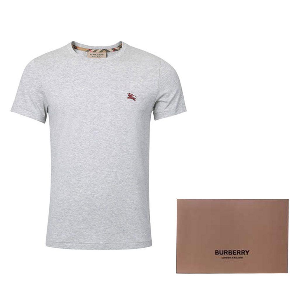 Burberry Men War Horse Embroidered Round Neck Short Sleeve T-shirt Grey 80038301