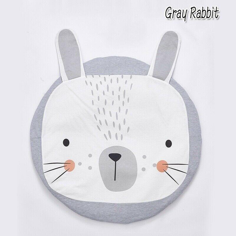 

Play Baby Activity Mat Newborn Soft Cotton Crawling Blanket Home Floor Rug Decor Grey Rabbit