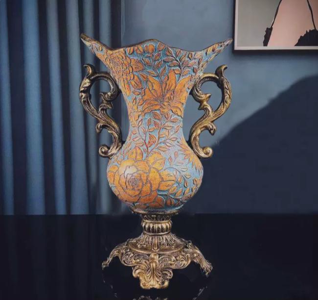 European Retro Resin Vase Furnishig Decoration Home Livingroom Table Fake Flowerpot Ornaments Crafts Store Hotel Club Adornments