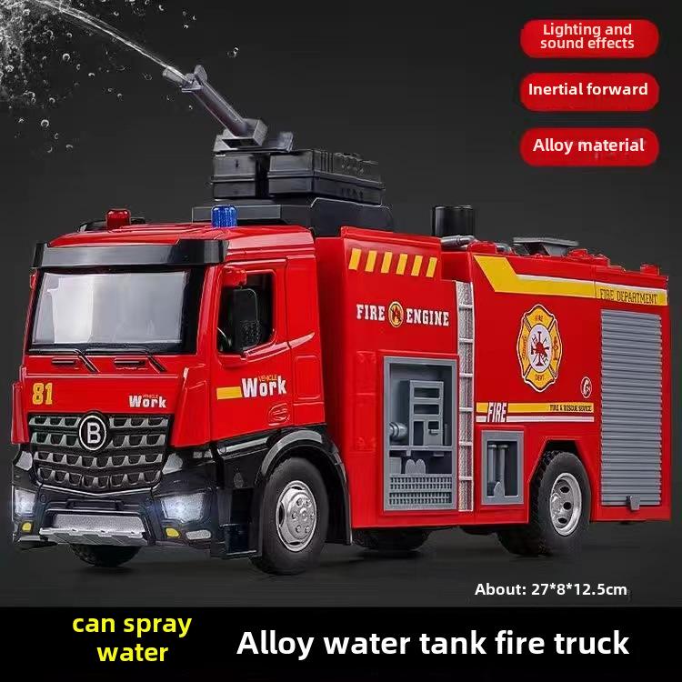 Firefighting Simulation Model: Alloy Fire Truck with Ladder, Water Tanker, Light, Music, and Pull-Back Action.