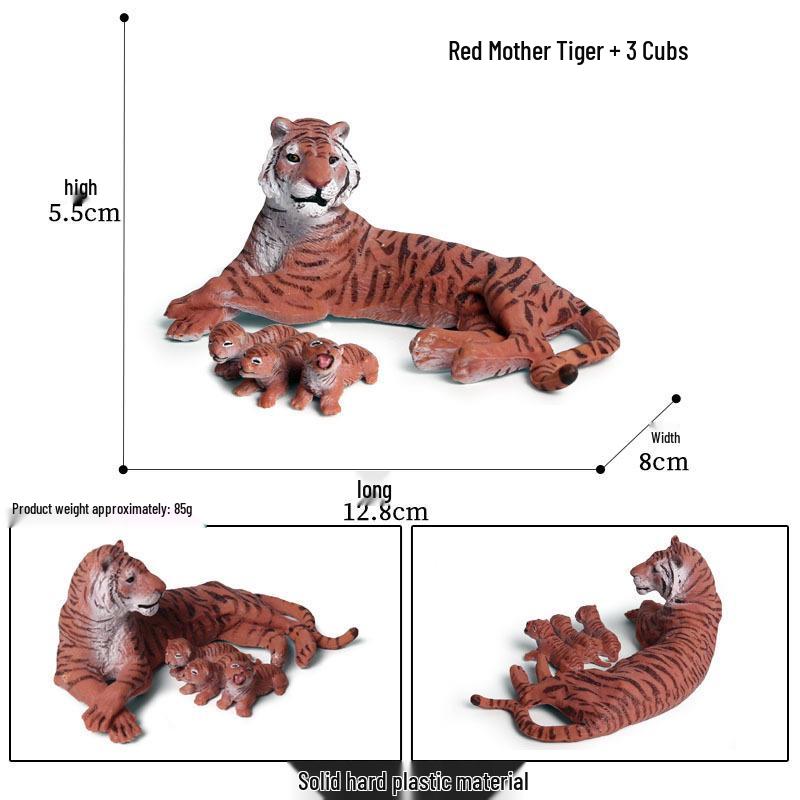 Realistic Mother Tiger with Cub Set: Male and Female Tiger Cubs Figurines