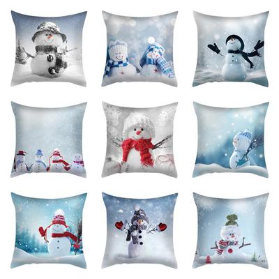 Winter-Schneemann-Kissenbezug, niedlicher Schneemann-Aufdruck, Weihnachtskissenbezug für Sofa, Schlafzimmer, Zuhause