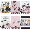 Pink Ghost Halloween Cartoon Print Microfiber Dish Towel - Absorbent Kitchen Cleaning Towel