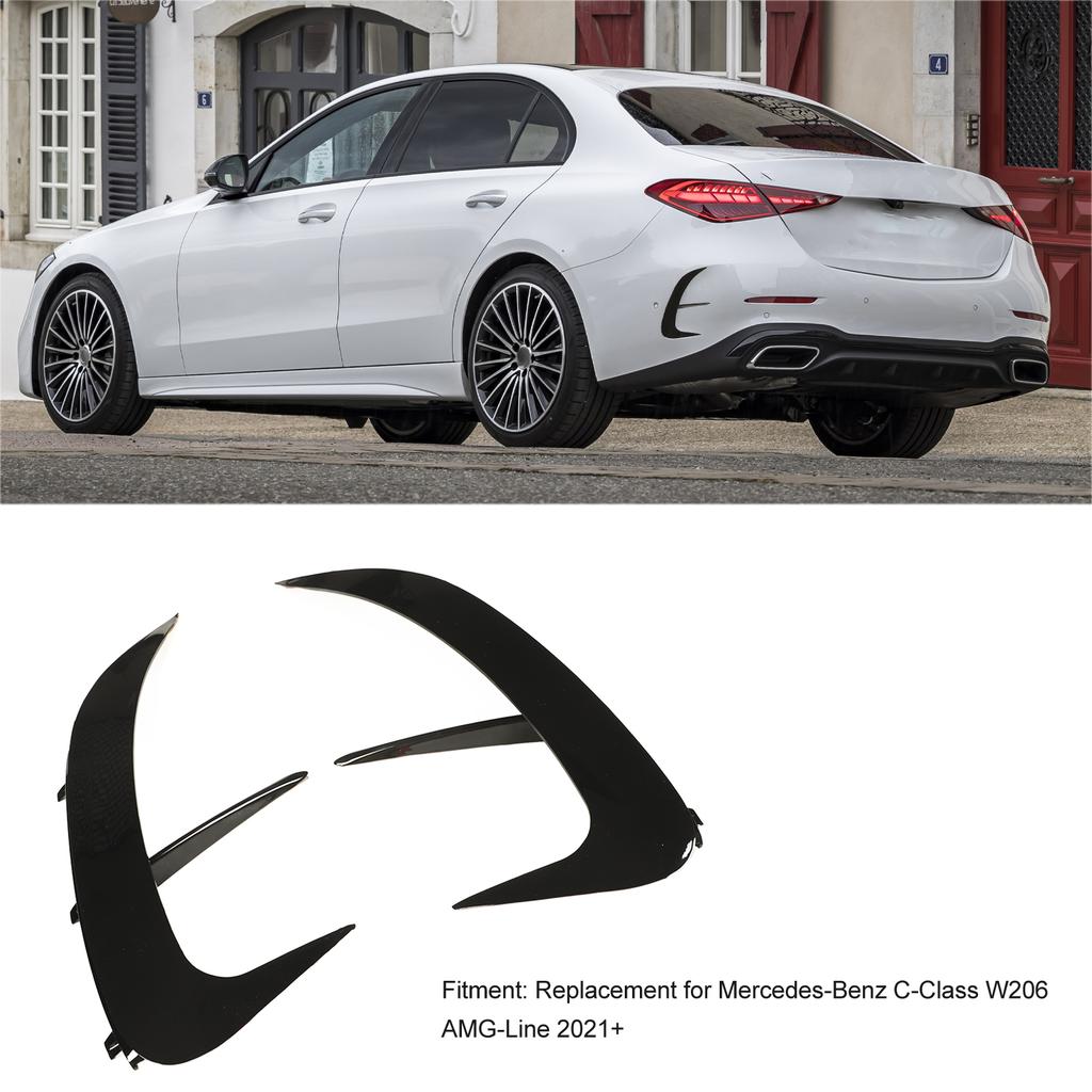 Rear Bumper Vent Cover Spoiler ABS Replacement for ‑ C‑Class W206 ‑Line 2021 and Up