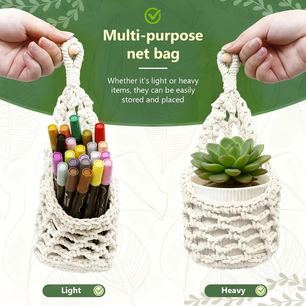 Cotton Hanging Basket Boho Fruit Net Bag Macrame Wall Plant Hanger Home Garden Decor Accessories