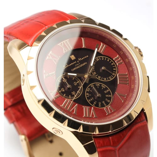 Salvatore Marra Men's Radio-Controlled Solar Chronograph Watch, Limited Edition, Pink Gold and Red