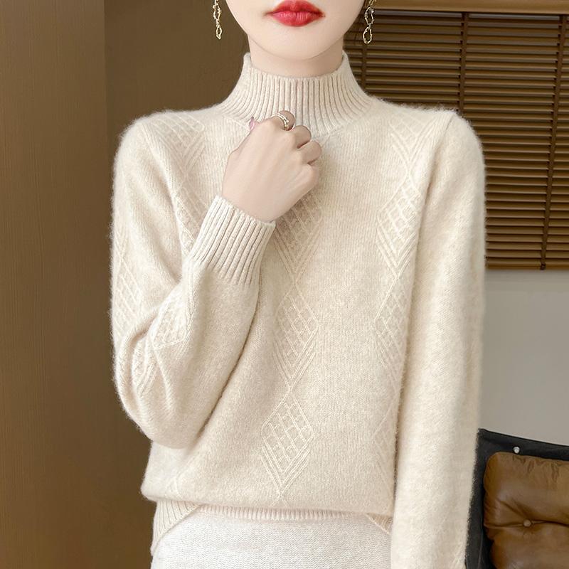 Suéter de cachemira para mujer Qinghe cachemira 30% cachemira 70% lana jersey de otoño e invierno cálido y a la moda