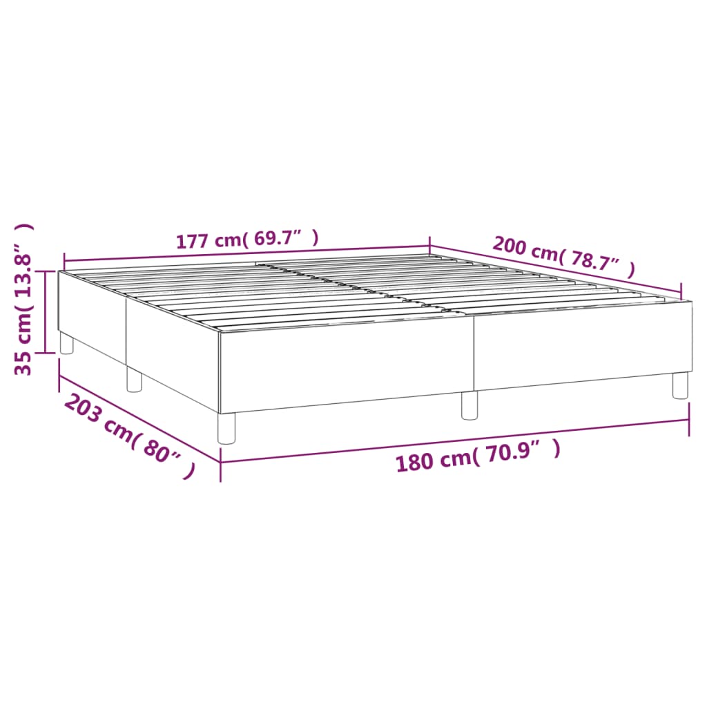 Box Spring Bed Frame Dark Grey 180 x 200 cm Fabric