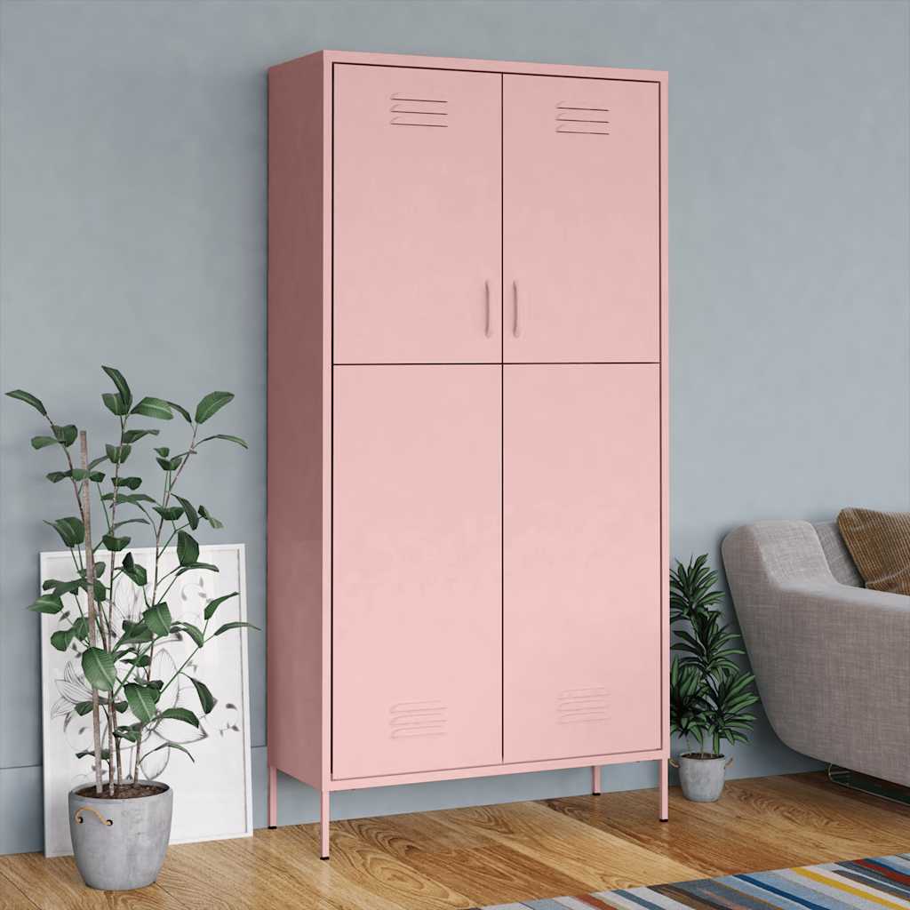 Pink Wardrobe 90 x 50 x 180 cm Steel