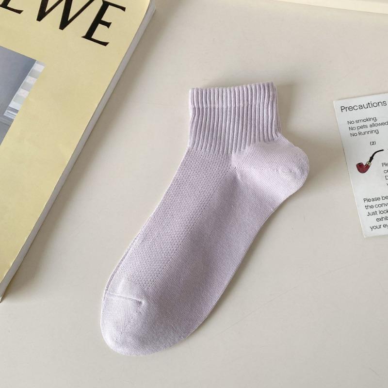 

Женские летние тонкие сетчатые повседневные универсальные дышащие влагоотводящие хлопковые короткие носки-лодочки 1 pair фиолетовый