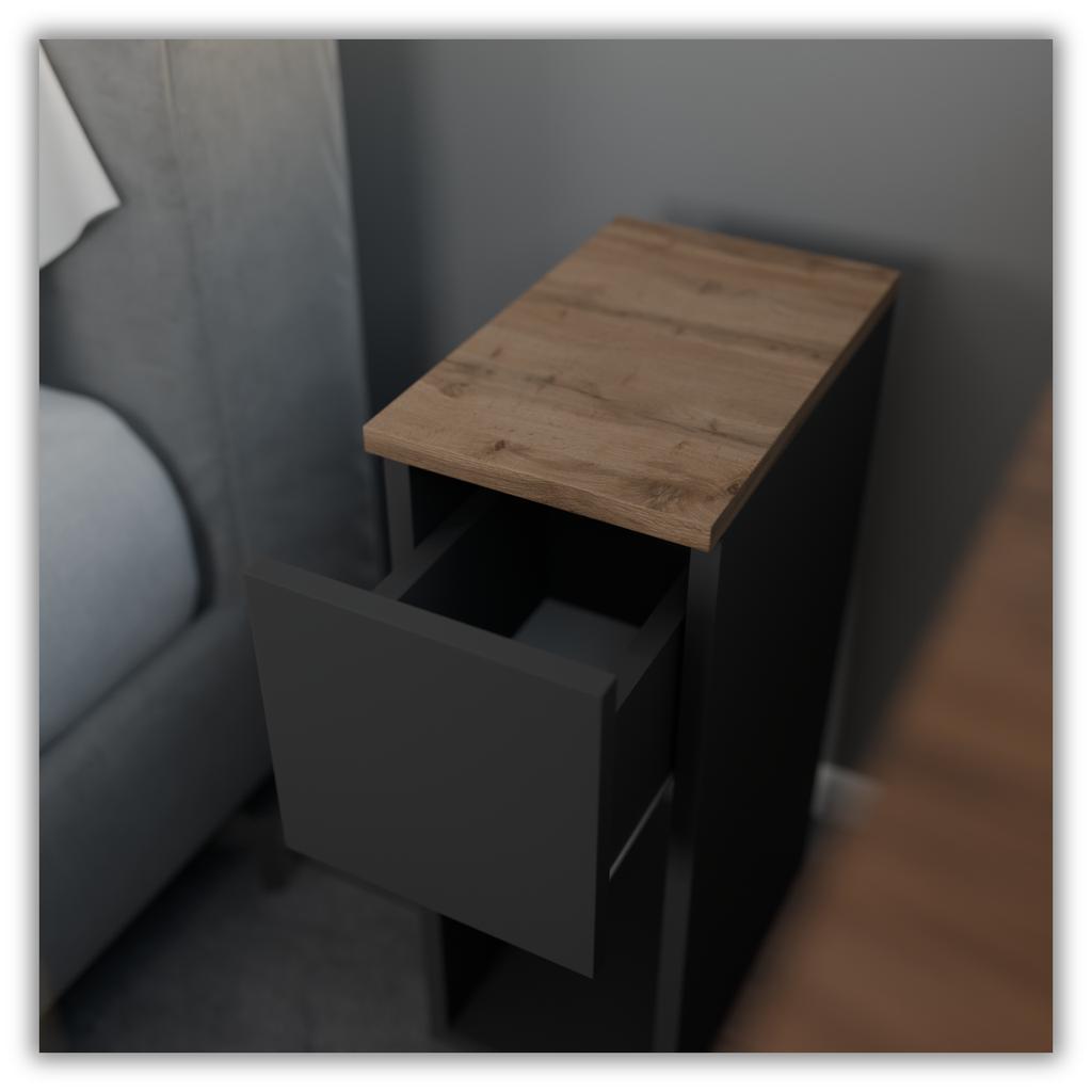 Comodino Stretto Rovere Grigio Wotan 20 Cm Tavolino Da Comodino Per Camera Da Letto Loft
