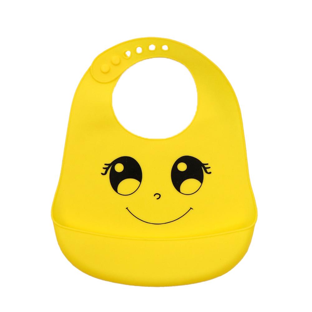 

Children s Bib Silicone Soft Adjustable Waterproof Cartoon Pattern Saliva Towel yellow #1