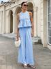 New Style Round Neck Sleeveless Top & Straight Leg Pants Two-Piece Set