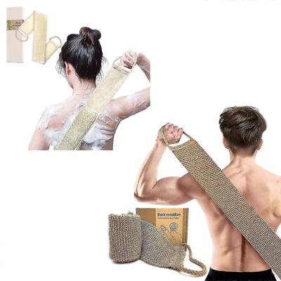 Extra rauer Peeling-Rückenschrubber für die Dusche mit natürlichem Luffa-Gurt und langer Reichweite