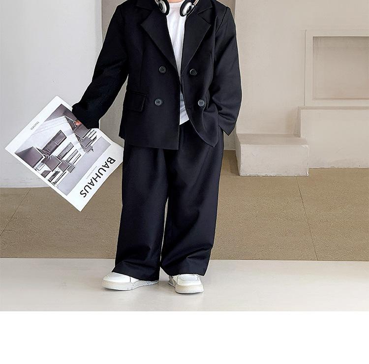 Boys' Korean Style Solid Color Suit Set - Wedding & Speech Tuxedo for Children