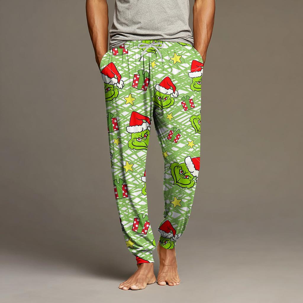 Men's Drawstring Pocket Cuffed Casual Pants Home Sleep Pants