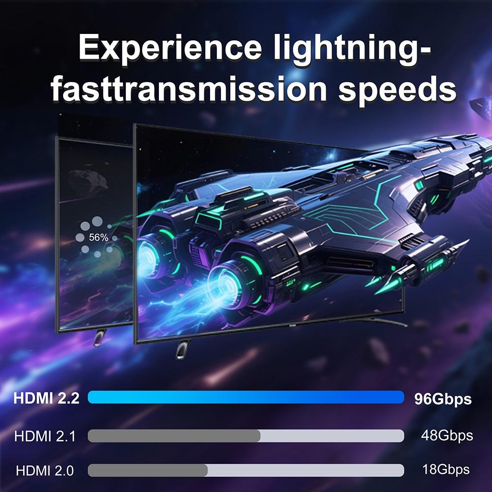 16K 60HZ 8K 120HZ 240HZ HDMI 2.2 Cable For TV Box PC PS5 Switch 1M 2M 3M 5M Long 50CM Short Video Wire 96Gbps High Speed HDR 10