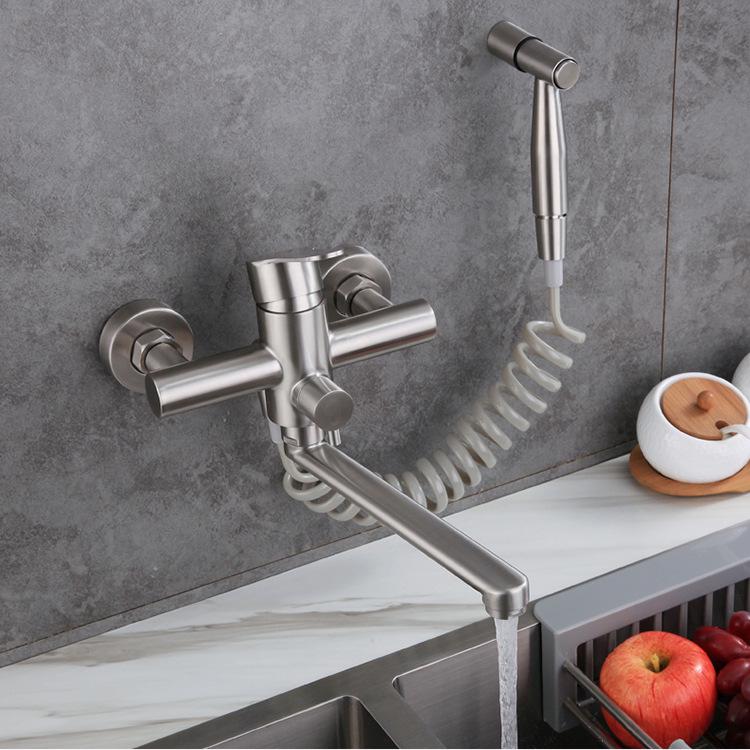 

Кухонный смеситель двойного назначения из нержавеющей стали 304: Горячая/Холодная, Напольная, Утолщенная для овощной мойки