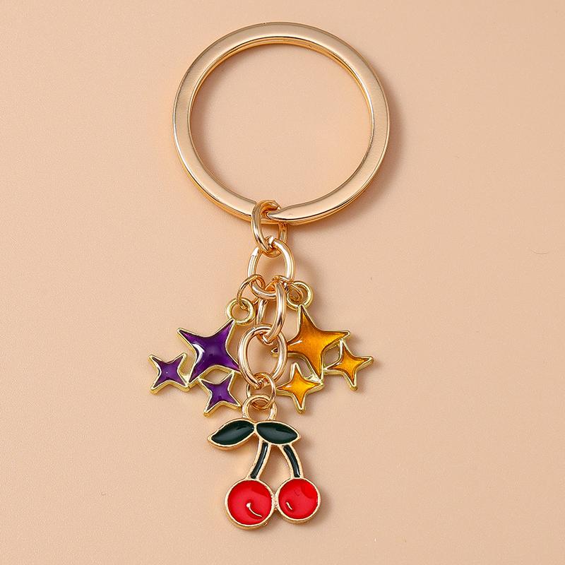 Cute Enamel Simulation Food Fruit Keychan Lemon Strawberry Key Ring for Women Girls Handbag Pendant DIY Jewelry Gift