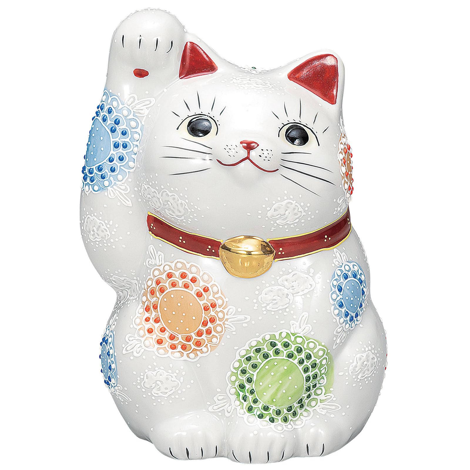 

Kutani Ware Good Fortune and Right 21cm Size Maneki-neko Figurine, Wealth, Handed, Tall, 7, White, K9-1646 білий