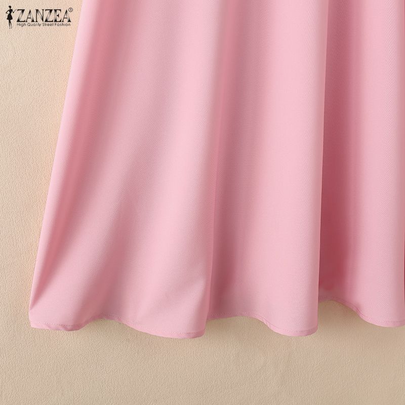 ZANZEA Lässiges Umlegekragen-Sommerkleid mit kurzen Ärmeln für Damen