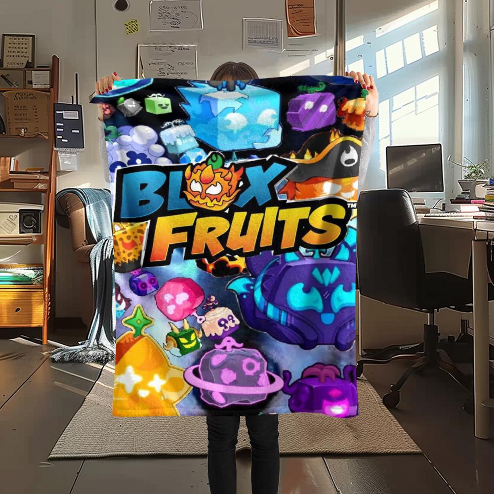 1Pc Blox Fruits Game Print Flannel Blanket, High Quality Comfortable for All Seasons, Home Decor, Warmth and Comfort, Perfect for Christmas Gifts 10