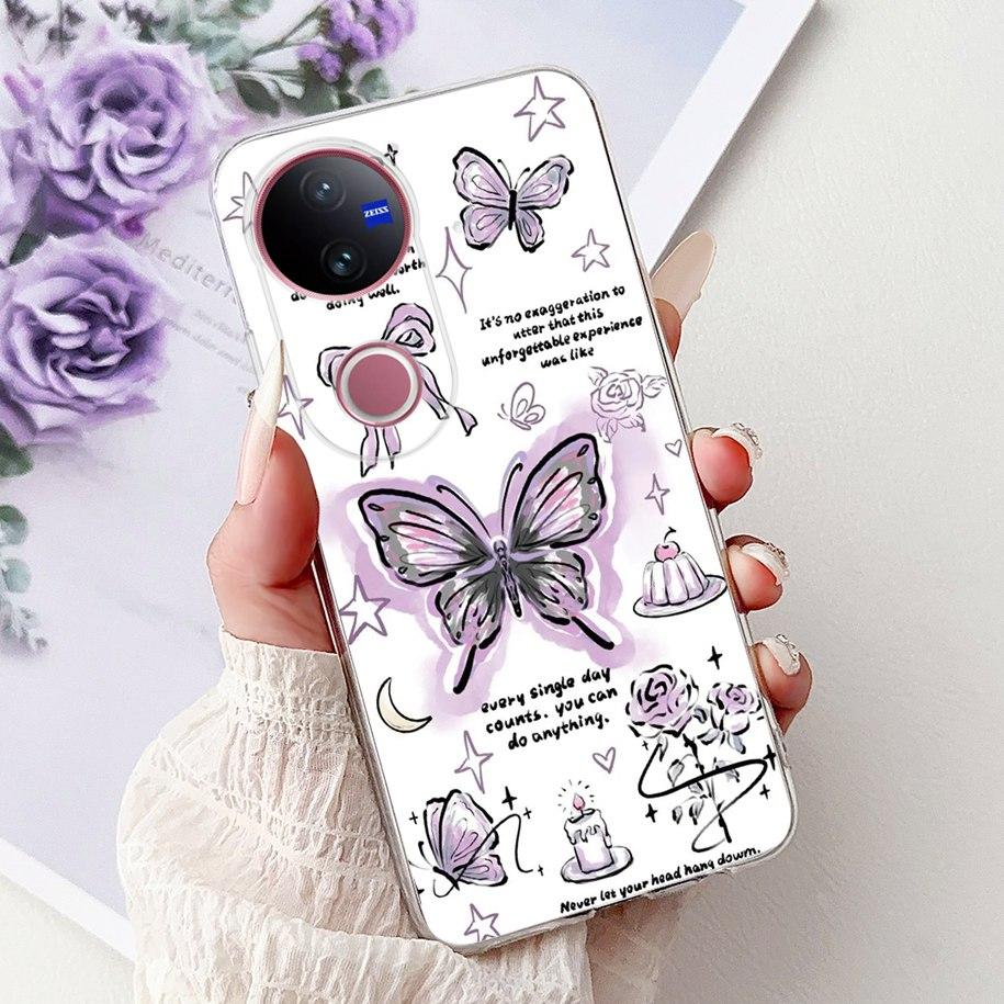 For Vivo V50 Case V2427 Phone Case 2025 New Fashion Butterfly Silicone Soft Cover For Vivo V50 Lite VivoV50 5G Shockproof Bumper