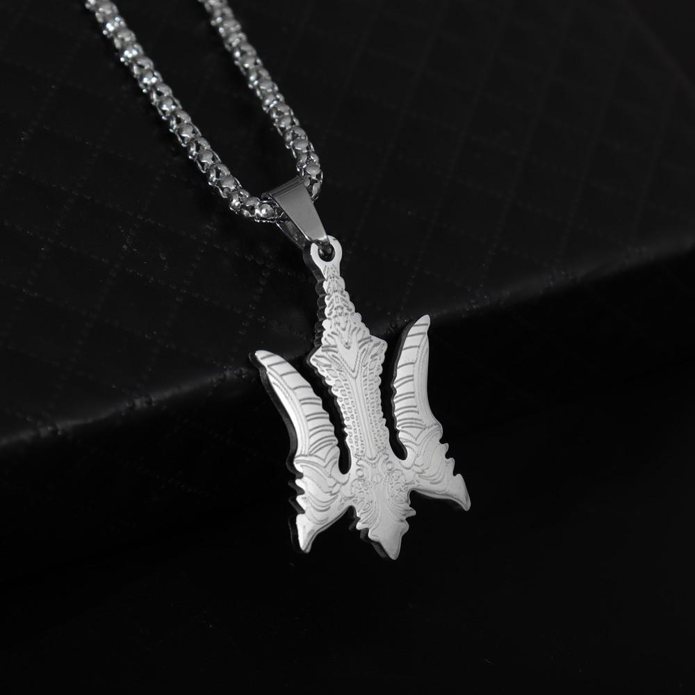 

Модное ожерелье с текстурированным трезубцем Ethos Pop, простая подвеска из нержавеющей стали, аксессуары для подарков на праздники и вечеринки серебряный