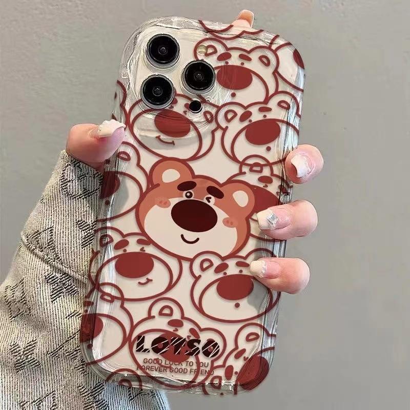 Strawberry Winnie the Bear for iPhone13promax mobile phone case 15plus Apple 14pro cartoon 12 soft x