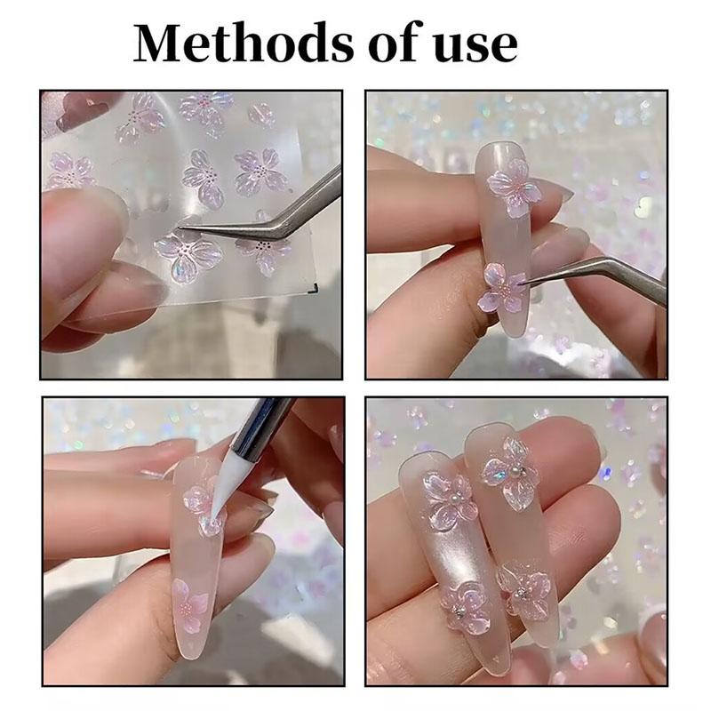 New Hipster Pure White Flowers Rose Spring Lily Camellia Daisy Jelly Cherry Blossom Nail Art Stickers Manicure Decals ZJT11