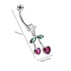 Stainless Steel Belly Button Ring Cherry Heart Design Stylish Belly Piercing Jewelry Cute Dangle Navel Jewelry