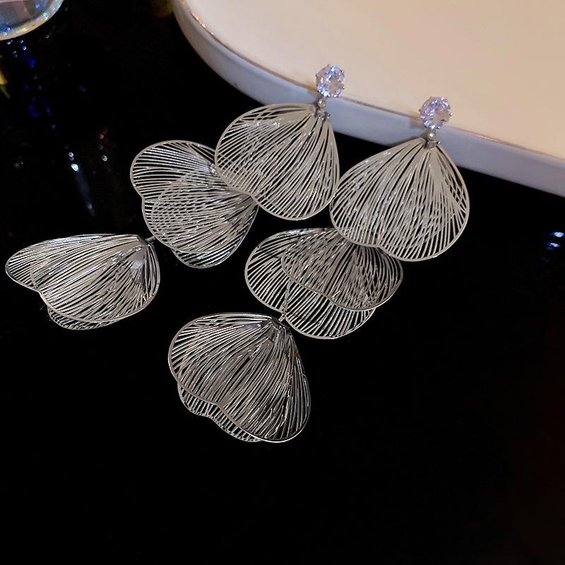 Metallic Fishtail Long Tassel Earrings Elegant Earrings for Women