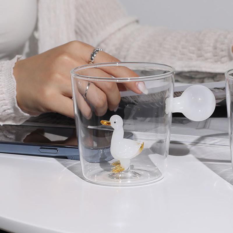 Tasses à Vin en Verre Animal de Ferme 3D Mignonnes Verres Design Italie Verres à Whisky Tasse à Café Enfants Verre Borosilicaté Tasse à Lait Eau Thé