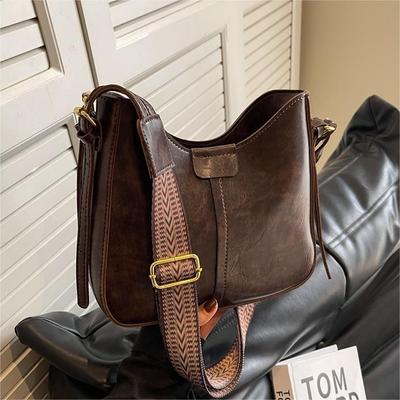 Torba damska Premium Retro Commuter Bag Tekstura Uniwersalna torba typu bucket Popularna torba typu messenger z szerokim paskiem na ramię