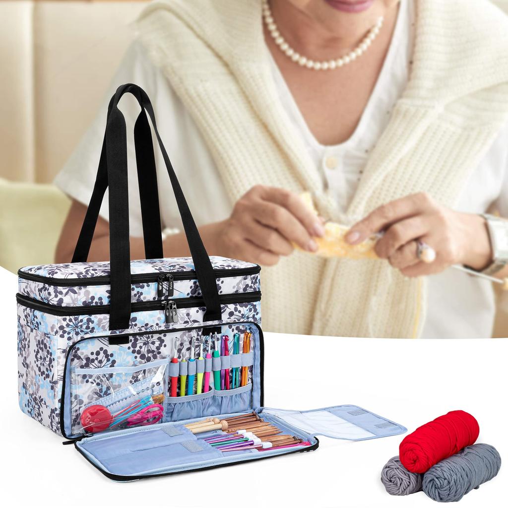CURMIO Knitting for Knitting and Craft Perfect for and A Perfect Gift for Any Dandelion Bag, Double-Layered, Yarn, Needles, Storage, Beginners,