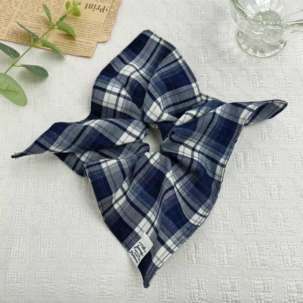 Korean Retro Plaid Scarf Hair Tie: Stylish Versatile Hair Accessory