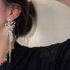 Silver Needle Diamond Heart Earrings: European & American Fashion Long Tassel Bow, Vintage Style for Women.