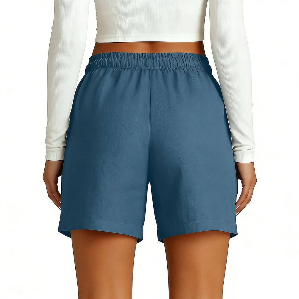 Damen Bermudashorts Mit Taschen Kordelzug Elastischer Bund Leinen-Shorts Lässige Strandurlaub Sommerkleidung