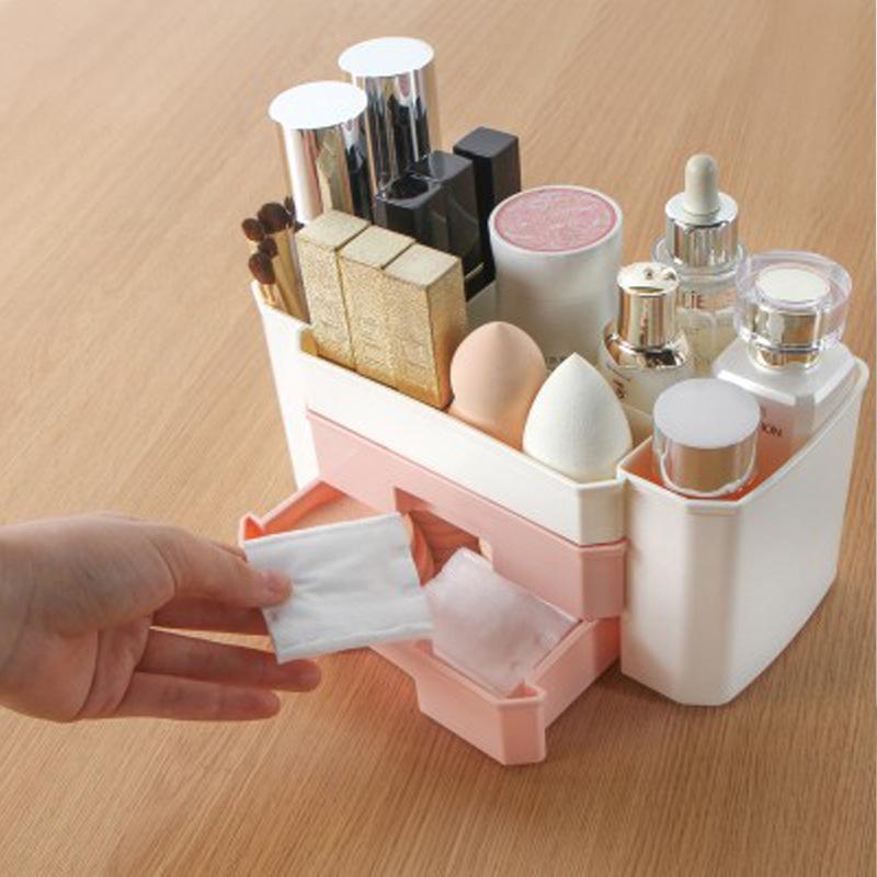 Influencer Cosmetics Dustproof Storage Box - Women's Desktop Drawer Organizer for Skincare and Dressing Table.