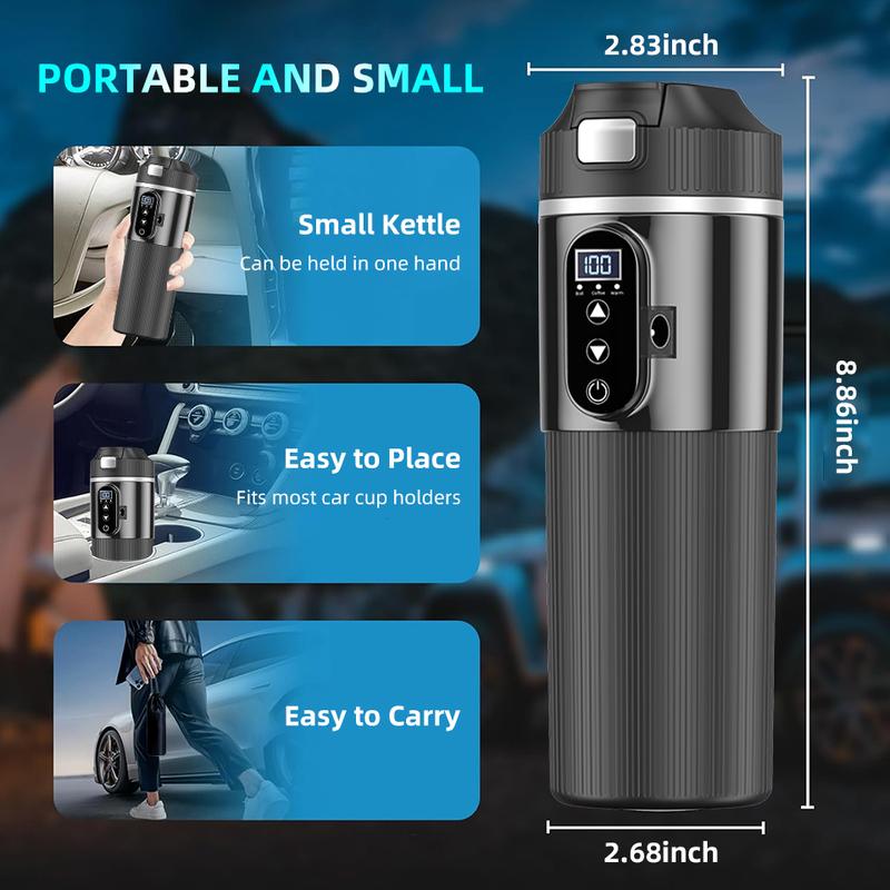 12V/24V Car Kettle Portable Electric Travel Kettle Car Heater 500ML Hot Water Boiler Small Hot Water Heater For Tea Coffee Milk