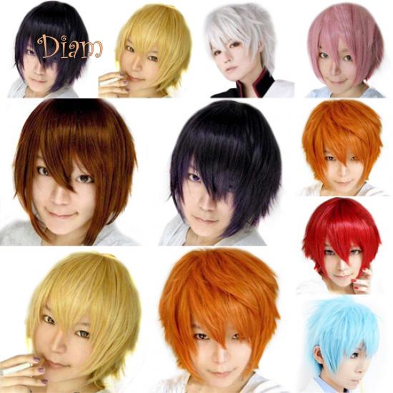 Tenfyer Men's Fashion Short Wig Cosplay Party Costume Straight Wigs Full Wig Gift