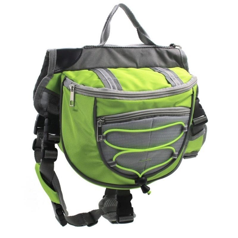

Открытый портативный дорожный рюкзак для собак для больших собак, светоотражающая седельная сумка, переноска для путешествий, походов, кемпинга, безопасности L зелёный