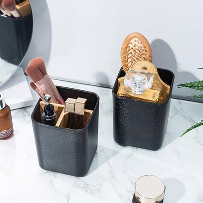 With Compartments Modern Bamboo Divider 44989 Toothbrush Holder Marble Pattern Countertop Bathroom Supplies Toothpaste