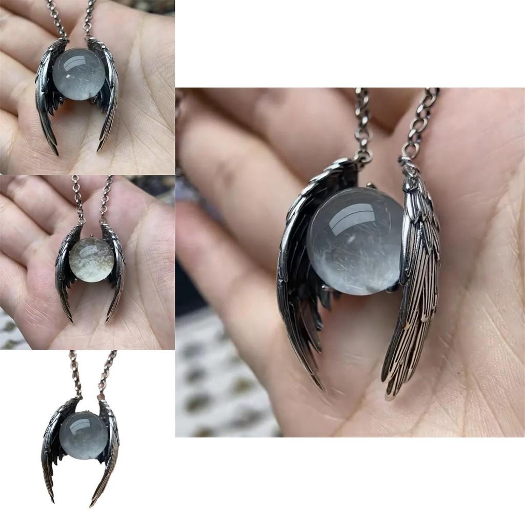 Ghost Wings Faux Crystal Vintage Necklace With Cartoon Pendant For Fashion Ol Women Men
