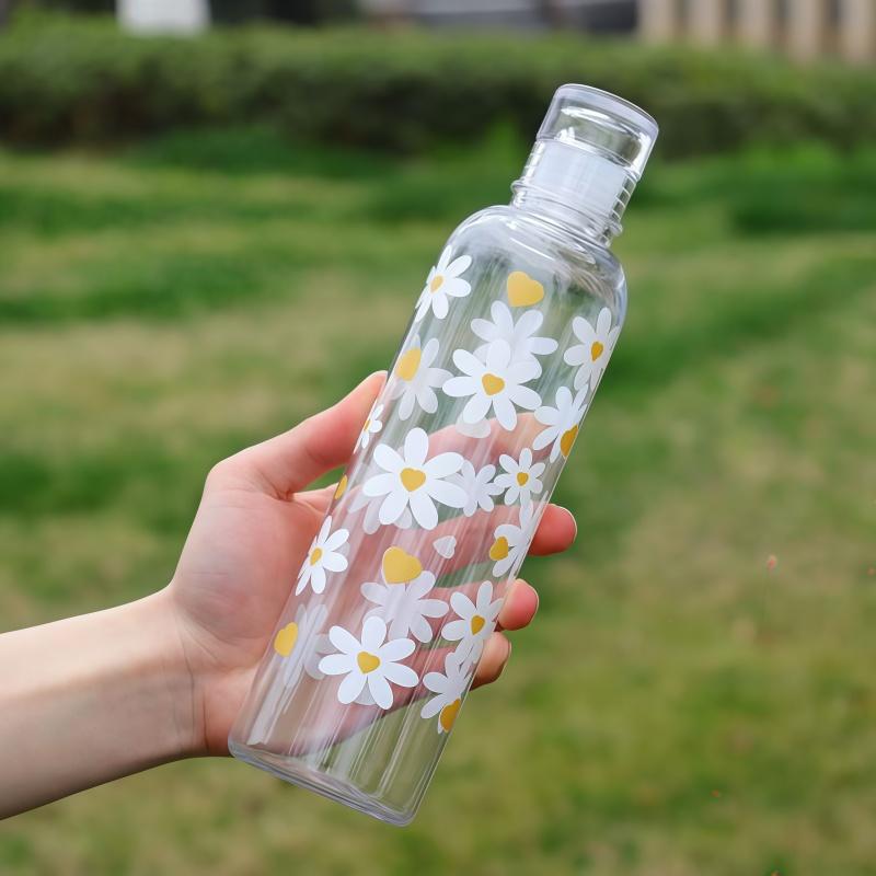 480ML New Simple Print Water Bottle Sports Water Cup Large Capacity Portable Plastic Cups Kids School Water Cup Motivational Cup