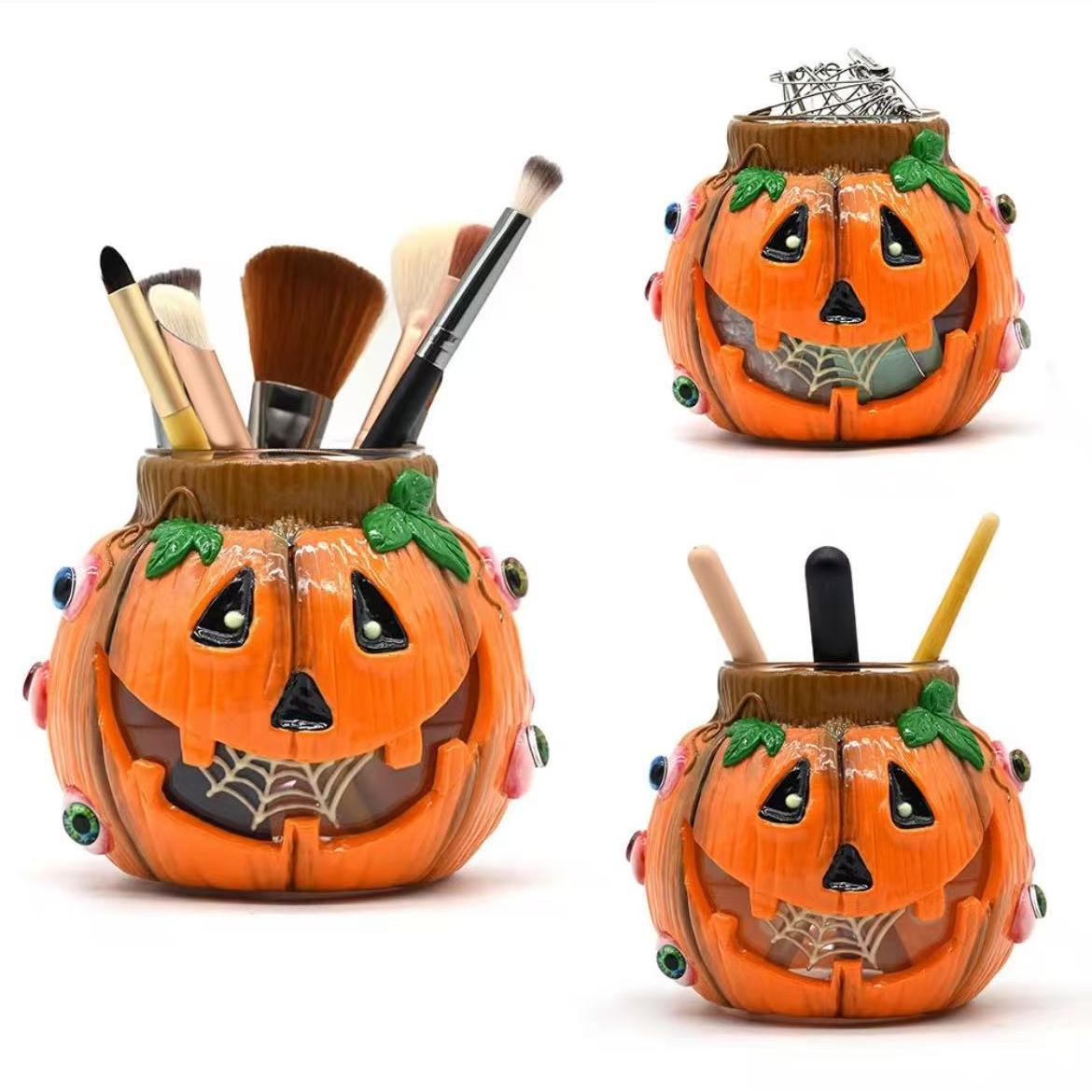 

Ручная работа Мягкая керамика Украшения Подарки на Хэллоуин Светящаяся тыква Стеклянные поделки Ваза для ручек L оранжевый