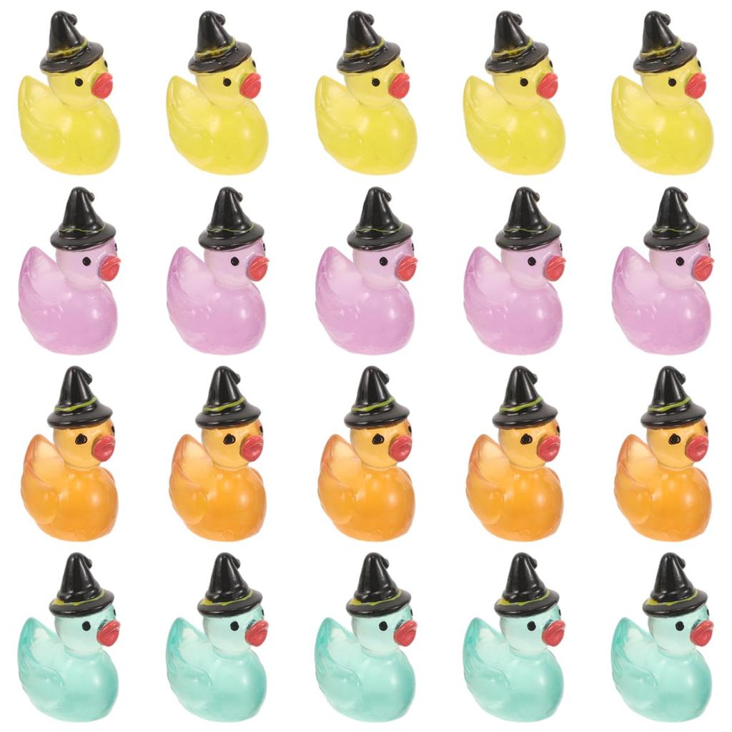 KESYOO 20pcs Halloween Decorations Miniature Glow-in-the-Dark Ducks Halloween Ornaments Witch Resin Duck Mini Figures Terrarium Dollhouse Succulents