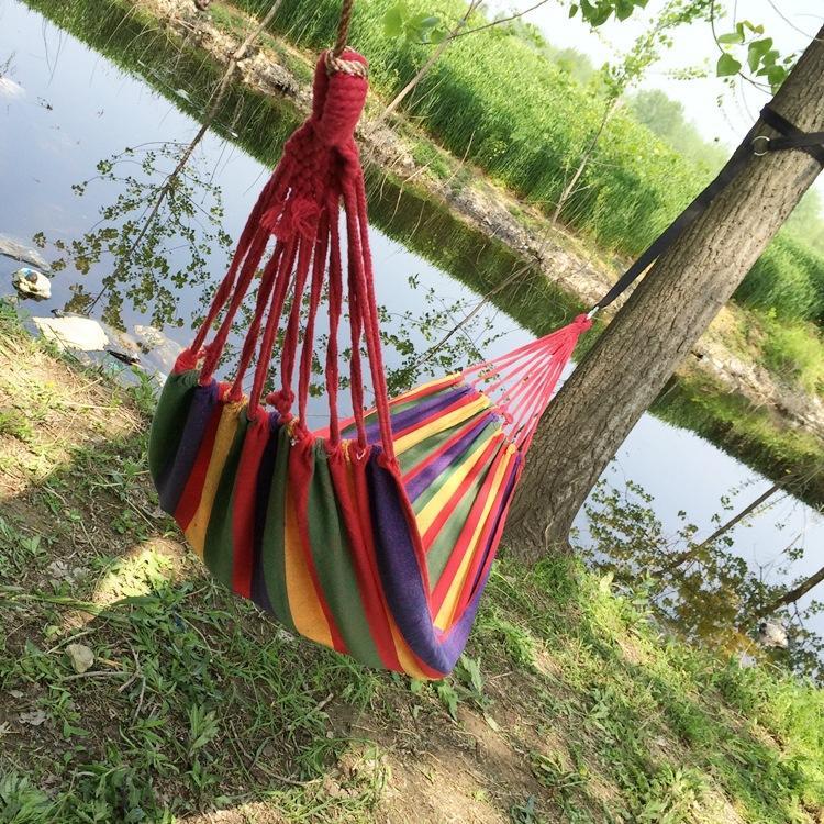 1Pc Outdoor Single Canvas Hammock Double Indoor Balcony Hanging Chair Dormitory Swing Anti-rollover Camping Children's Home